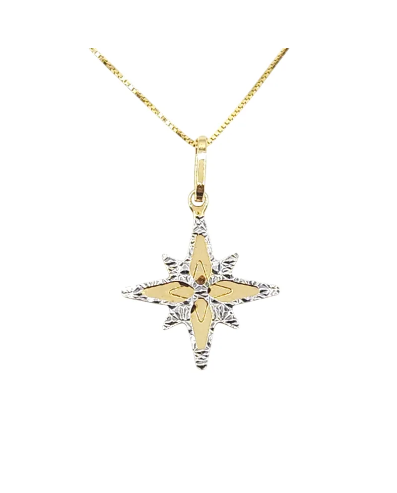 Girocollo Casella Gioielli in Oro Bicolore con Rosa dei Venti