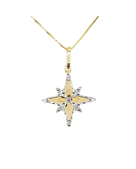 Girocollo Casella Gioielli in Oro Bicolore con Rosa dei Venti
