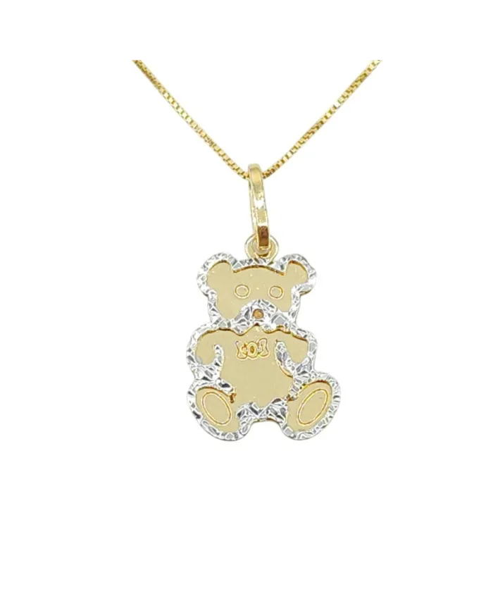 Collier ras du cou Casella Gioielli en or bicolore avec ours en peluche