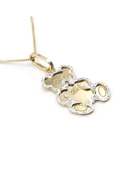 Collier ras du cou Casella Gioielli en or bicolore avec ours en peluche