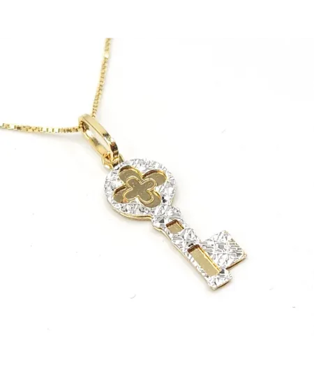 Casella à bijoux ras du cou en or bicolore avec clé