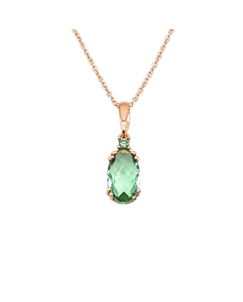 Collier ras du cou en or rose avec pierre ovale verte Casella Gioielli