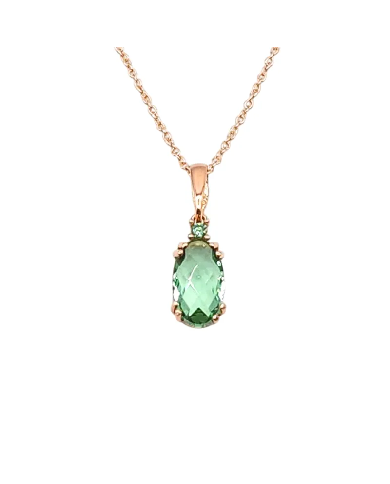 Girocollo Casella Gioielli in Oro Rosa con Pietra Ovale Verde