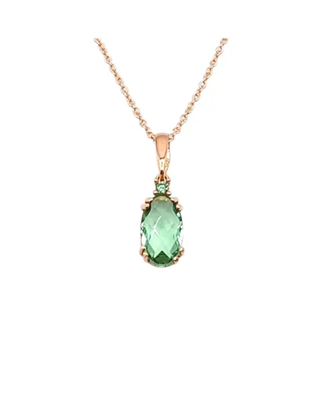 Girocollo Casella Gioielli in Oro Rosa con Pietra Ovale Verde