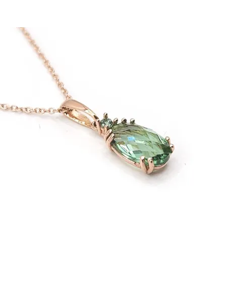 Girocollo Casella Gioielli in Oro Rosa con Pietra Ovale Verde