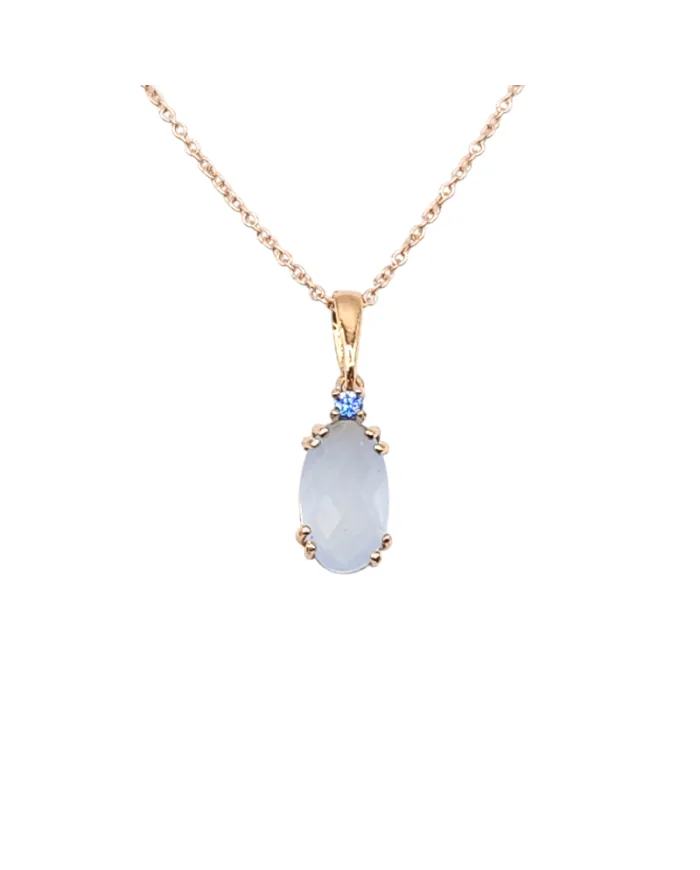 Casella Gioielli Rose Gold Choker with Oval Sky Blue Stone