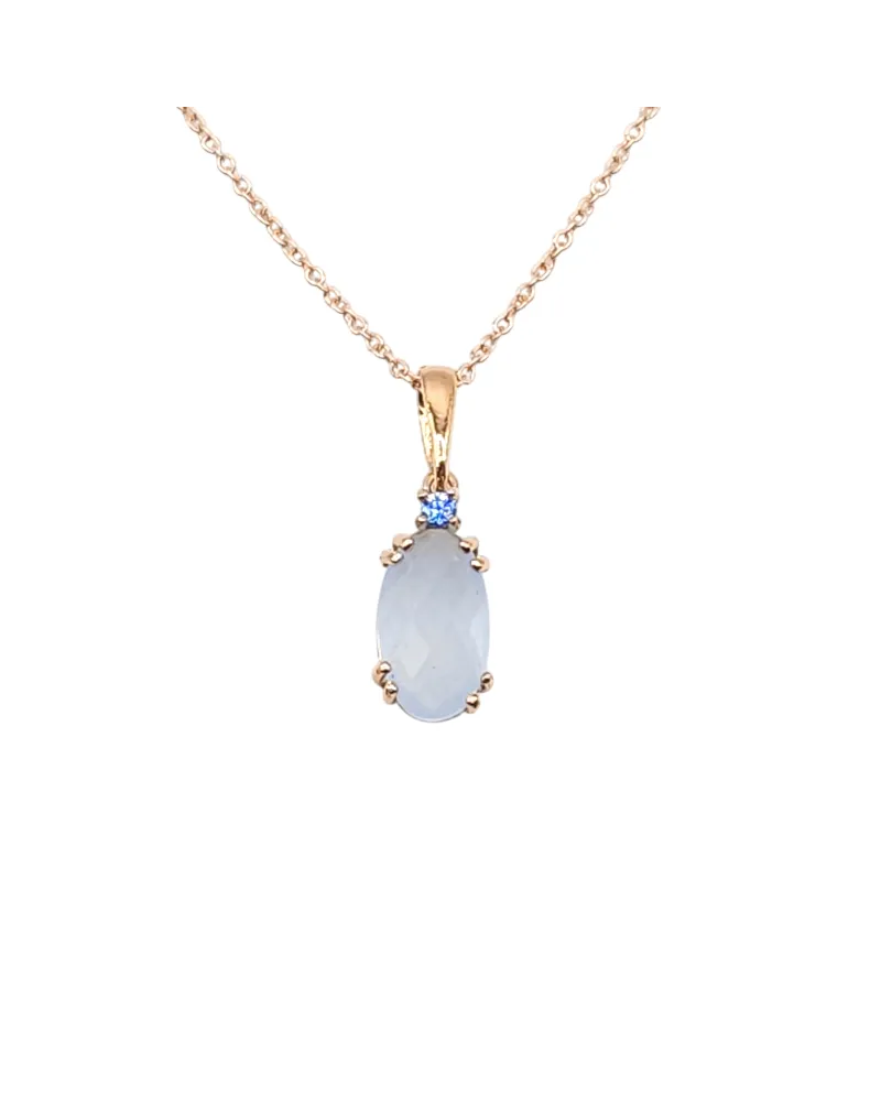 Casella Gioielli Rose Gold Choker with Oval Sky Blue Stone