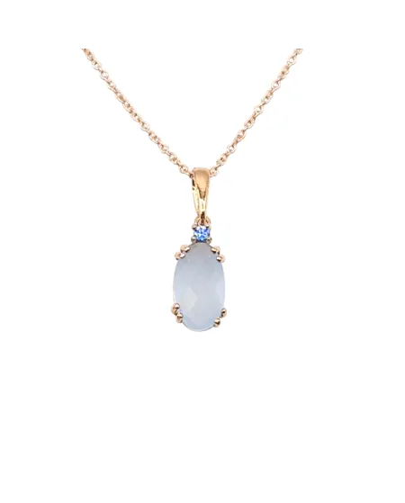 Casella Gioielli Rose Gold Choker with Oval Sky Blue Stone