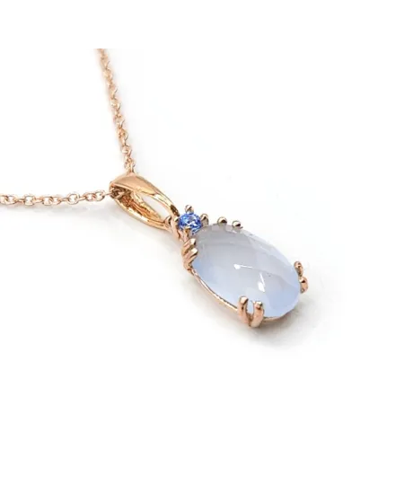 Casella Gioielli Rose Gold Choker with Oval Sky Blue Stone