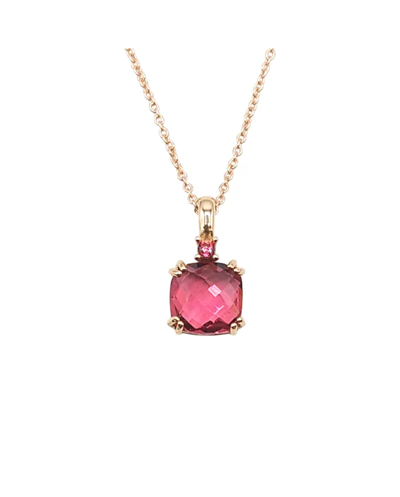 Girocollo Casella Gioielli in Oro Rosa con Pietra Rosa
