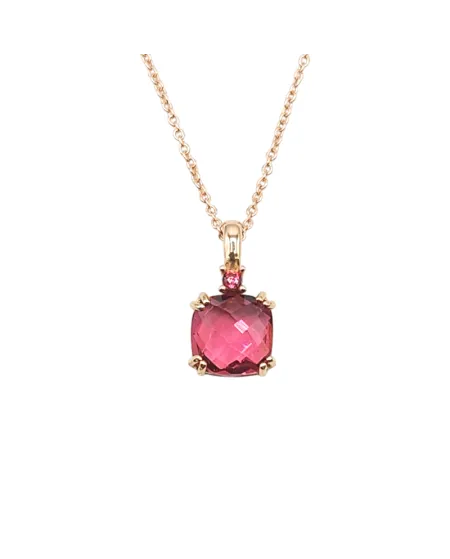 Collier ras du cou Casella Gioielli en or rose avec pierre rose
