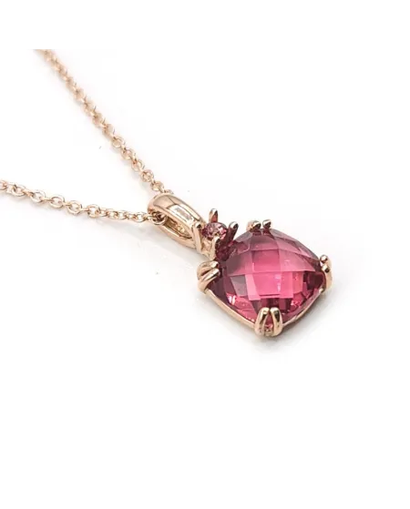 Collier ras du cou Casella Gioielli en or rose avec pierre rose