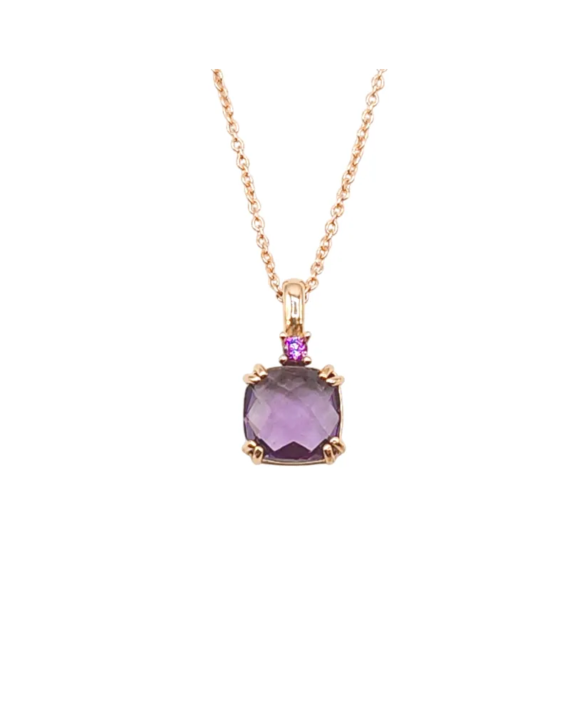 Girocollo Casella Gioielli in Oro Rosa con Pietra Viola