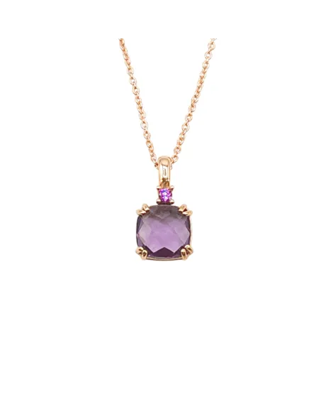 Girocollo Casella Gioielli in Oro Rosa con Pietra Viola