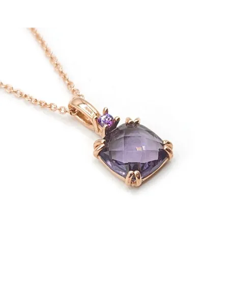 Girocollo Casella Gioielli in Oro Rosa con Pietra Viola