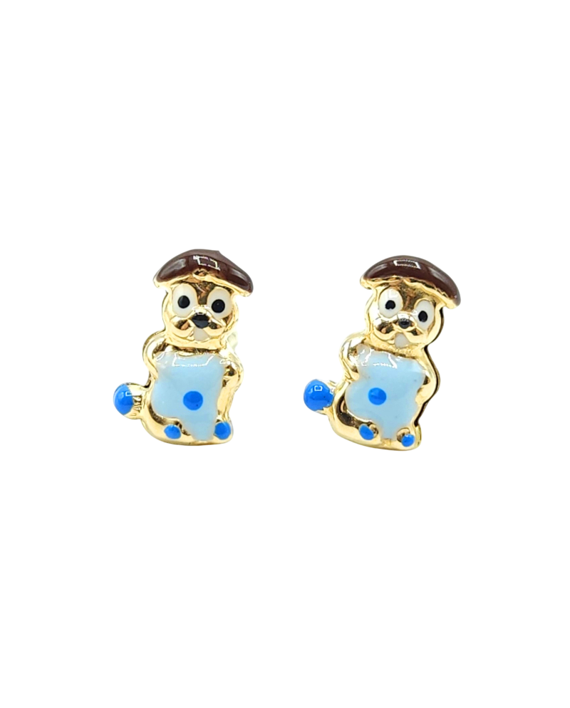 Casella Gioielli Yellow Gold Earrings with Enamelled Squirrels