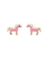 Casella Gioielli Baby Girl Earrings in Yellow Gold with Enamelled Pony