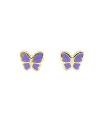 Casella Gioielli Baby Girl Earrings in Yellow Gold with Enamelled Butterflies