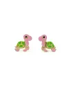 Casella Gioielli Baby Girl Earrings in Yellow Gold with Enamelled Turtles