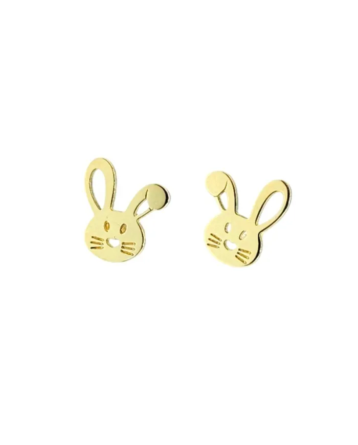 Casella Gioielli Baby Girl Earrings in Yellow Gold with Bunnies