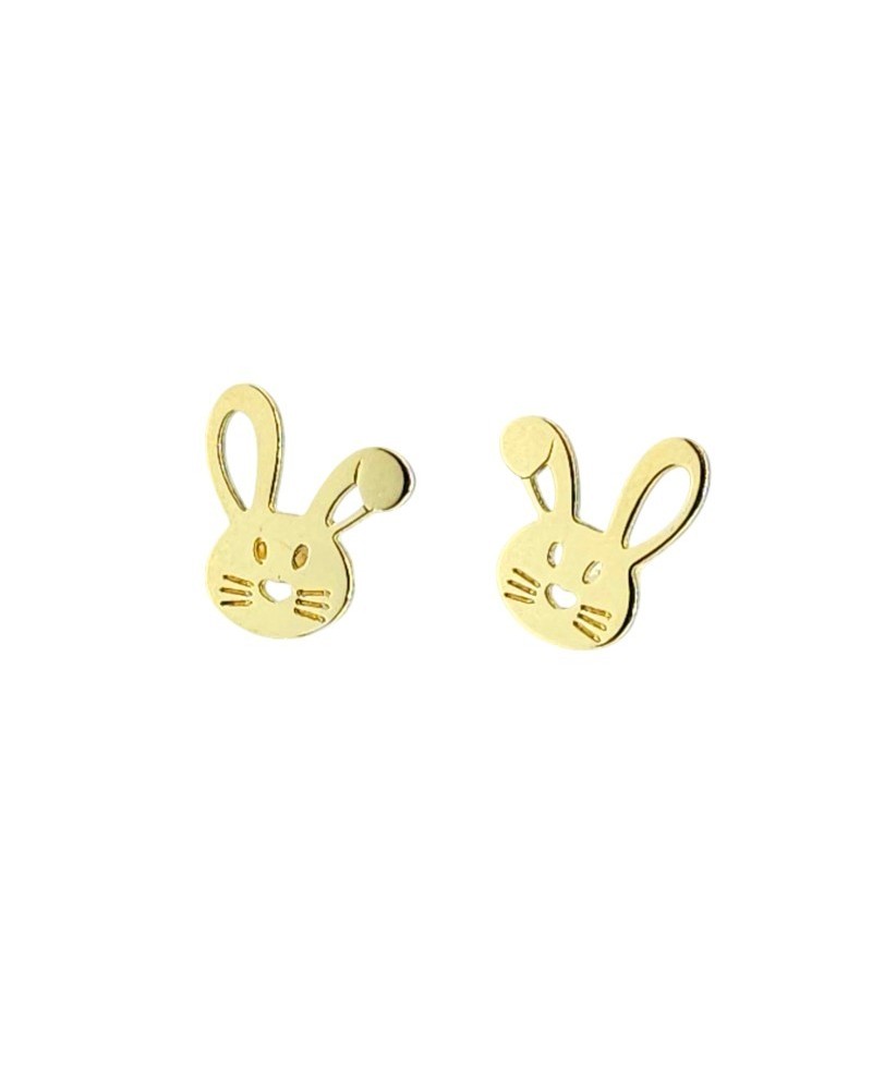 Boucles d'oreilles pour bébé fille Casella Gioielli en or jaune avec lapins