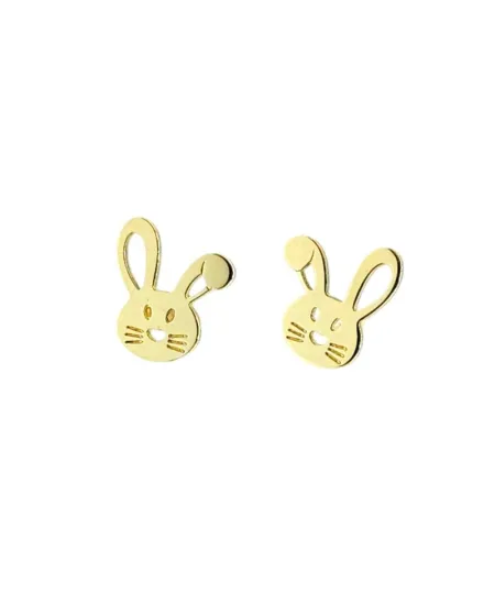 Casella Gioielli Baby Girl Earrings in Yellow Gold with Bunnies