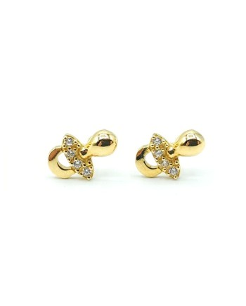 Casella Gioielli Baby Girl Earrings in Yellow Gold with Pacifier