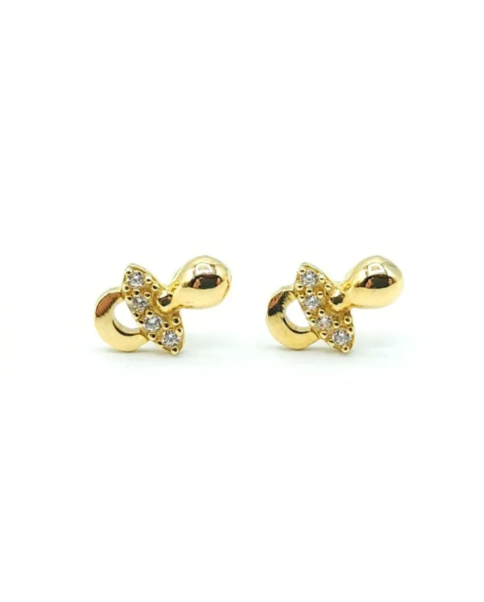 Casella Gioielli Baby Girl Earrings in Yellow Gold with Pacifier