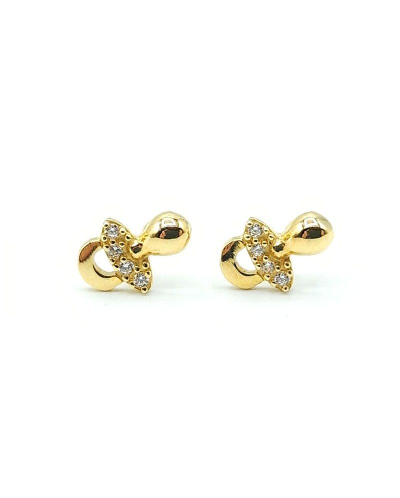 Casella Gioielli Baby Girl Earrings in Yellow Gold with Pacifier