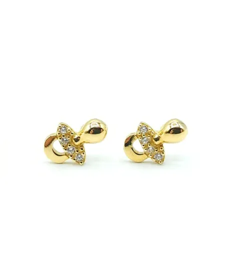 Boucles d'oreilles pour bébé fille Casella Gioielli en or jaune avec tétine