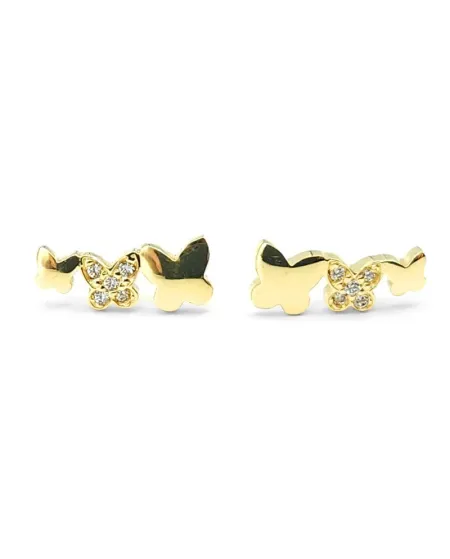 Orecchini Bambina Casella Gioielli in Oro Giallo con Farfalle Luminose