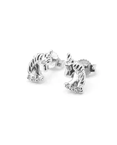 Casella Gioielli White Gold Unicorn Girl Earrings
