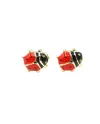 Casella Gioielli Baby Girl Earrings in Yellow Gold with Enamelled Ladybugs