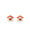 Baby Girl Earrings Casella Jewelry in Yellow Gold with Enamelled Houses