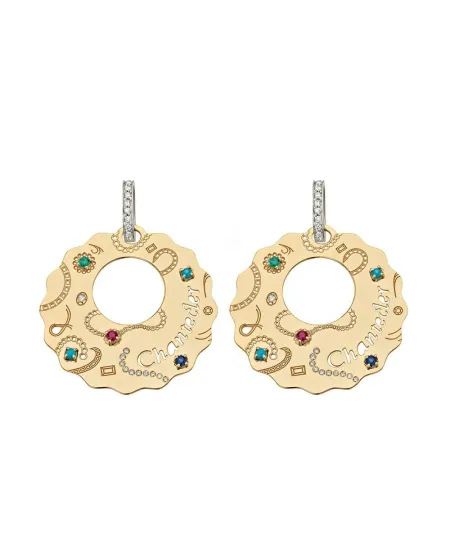 Chantecler Suamèm medium earrings in gold with precious stones and diamonds