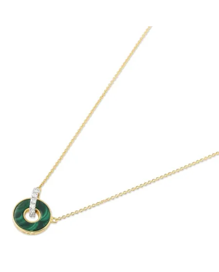 Ponte Vecchio Promesse Choker in Yellow Gold with Malachite and Diamond Pendant