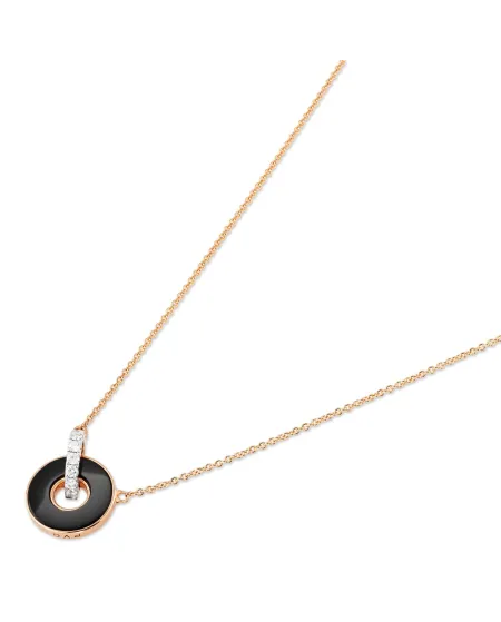 Ponte Vecchio Promesse Choker in Rose Gold with Onyx and Diamond Pendant