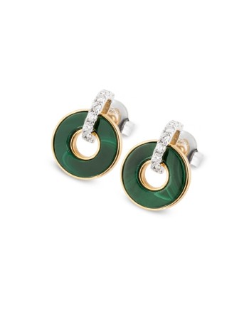 Boucles d'oreilles Ponte Vecchio Promesse en or rose avec malachite et diamants