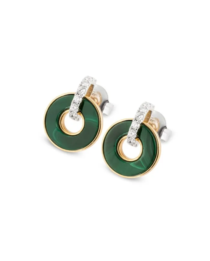 Ponte Vecchio Promesse Earrings in Rose Gold with Malachite and Diamonds