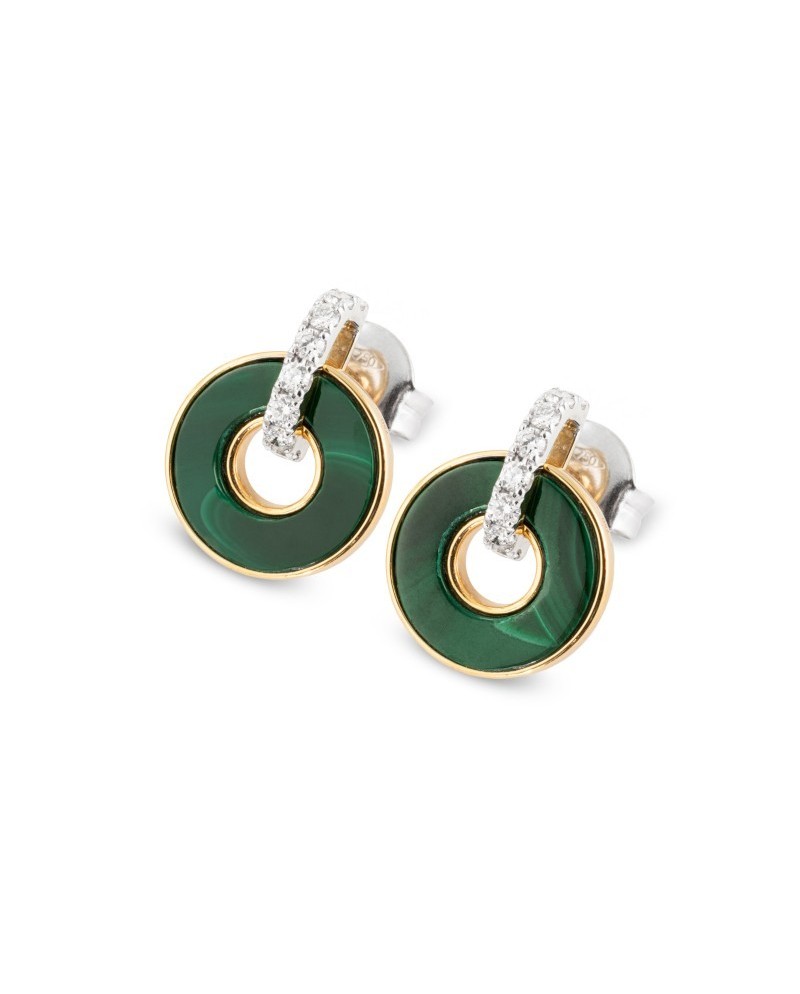 Ponte Vecchio Promesse Earrings in Rose Gold with Malachite and Diamonds