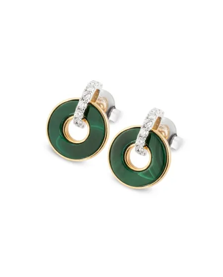 Orecchini Ponte Vecchio Promesse in Oro Rosa con Malachite e Diamanti