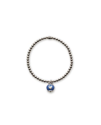 Chantecler silver elastic bracelet with blue enamel bell