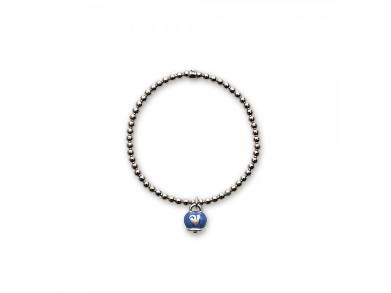 Bracciale in argento Chantecler Et Voilà con ciondolo campanella micro in smalto blu