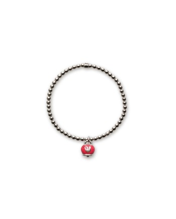 bracciale elastico in argento chantecler con campanella in smalto rosso