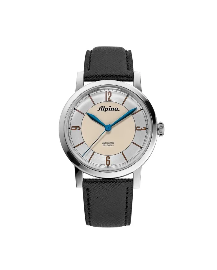 Montre Alpina Heritage beige avec bracelet en cuir