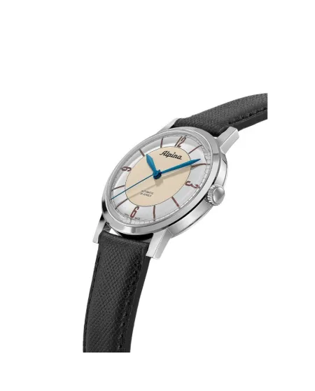 Montre Alpina Heritage beige avec bracelet en cuir