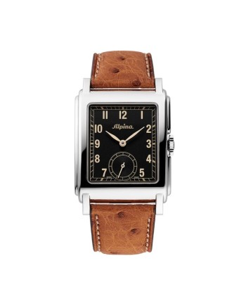 Montre Alpina Heritage Carrée Automatique 140 Ans Bracelet Cuir Noir