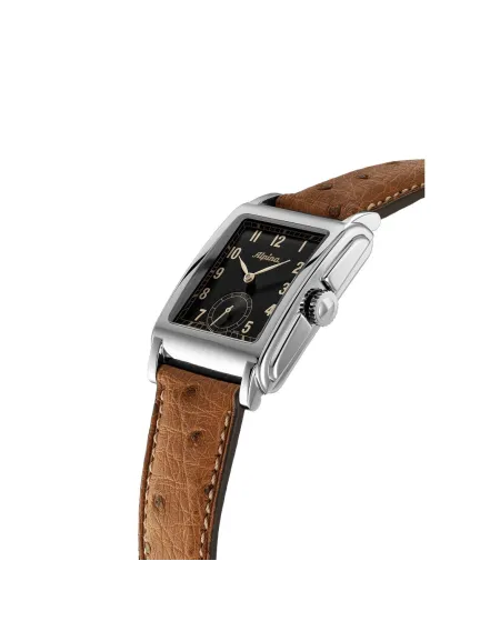 Orologio Alpina Heritage Carrée Automatic 140 Years Nero con Cinturino in Pelle
