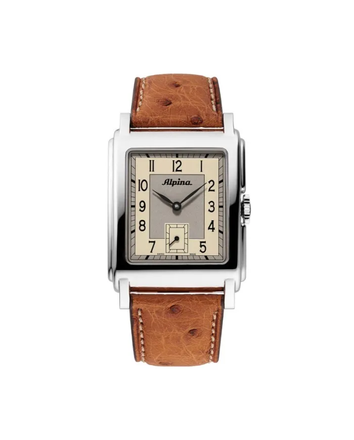 Alpina Heritage Carrée Automatic 140 Years Beige Leather Strap Watch