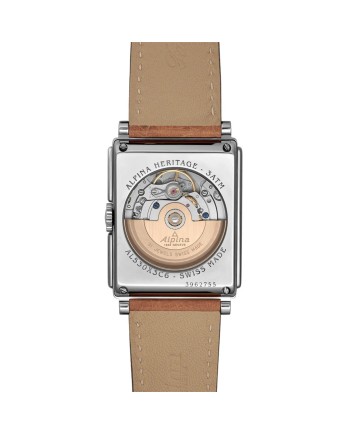 Montre Alpina Heritage Carrée Automatique 140 Ans Bracelet Cuir Beige
